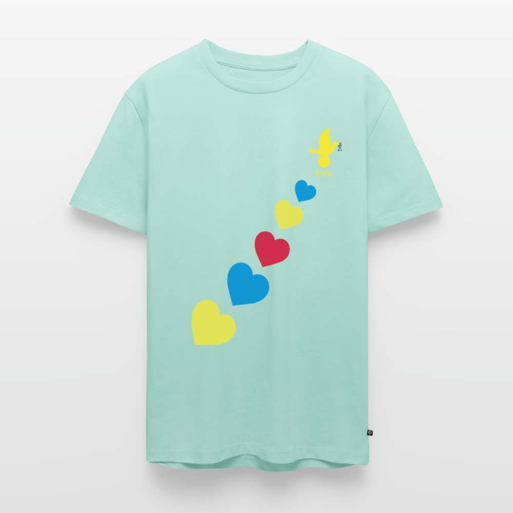T-shirt Premium Homme trisomie 21  Paix jaune - Lusoquot - menthe 