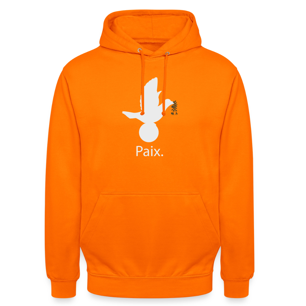 Sweat-shirt à capuche unisexe Paix blanc - Lusoquot - orange
