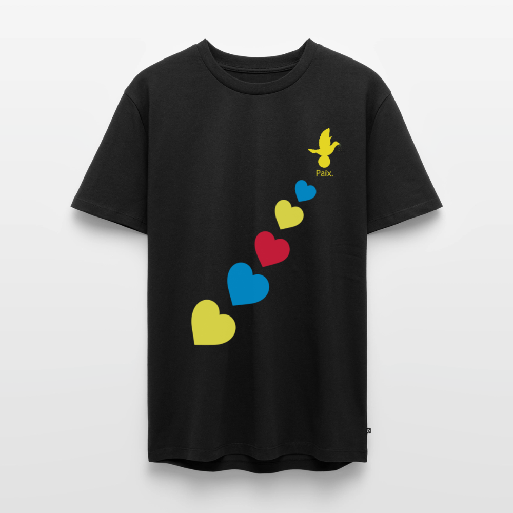 T-shirt Premium Homme trisomie 21  Paix jaune - Lusoquot - noir