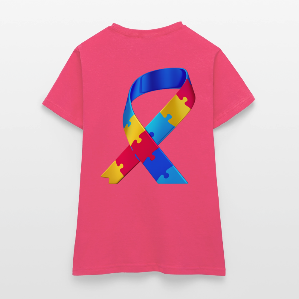 T-shirt Femme trisomie 21 Paix jaune - Lusoquot - rose azalée