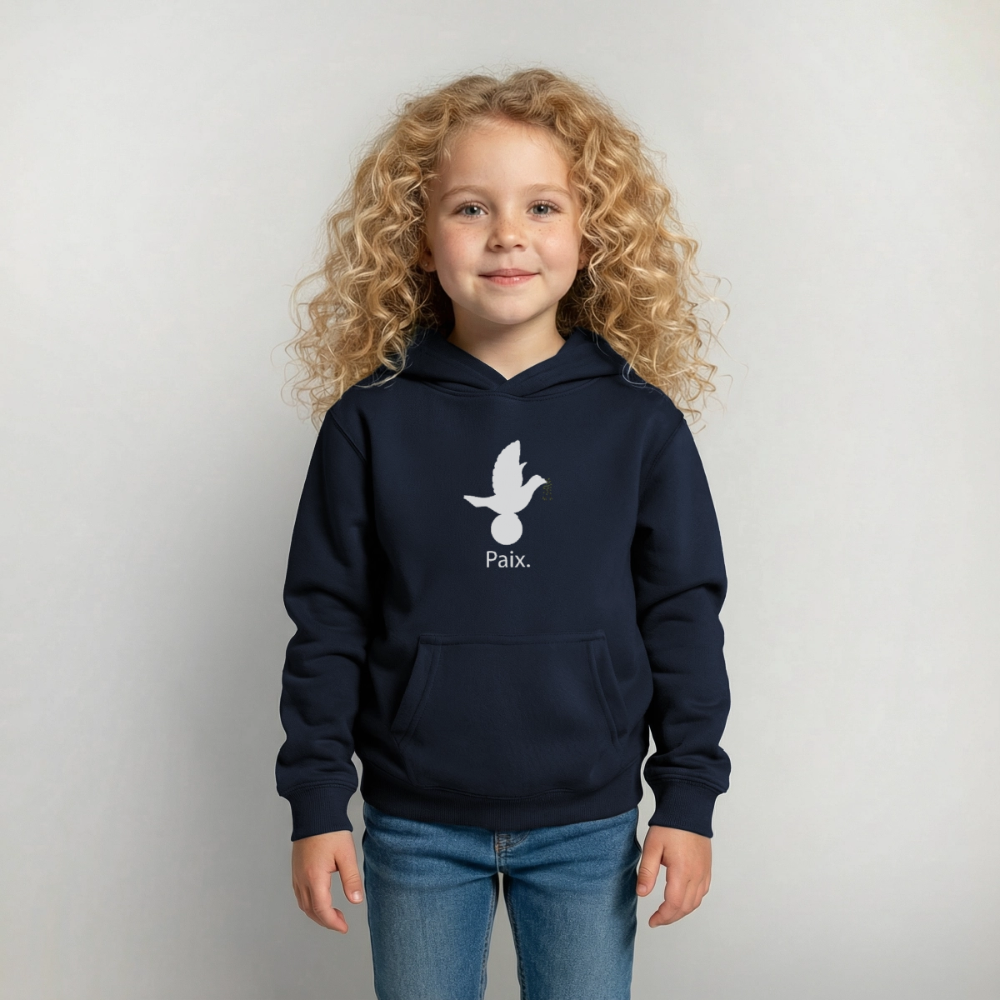 Sweat à capuche Enfant Paix blanc - Lusoquot - marine