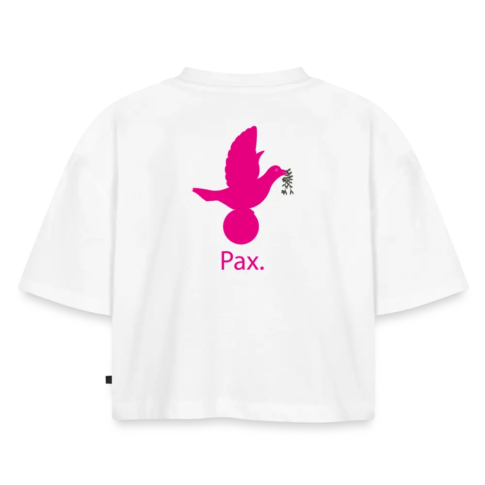 Crop top Premium bio Oversize Femme fête des mères Pax rose - Lusoquot - blanc