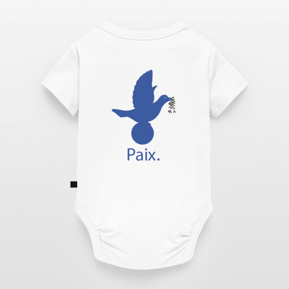 Body Bébé bio manches courtes anniversaire 1an Paix bleu - Lusoquot - blanc