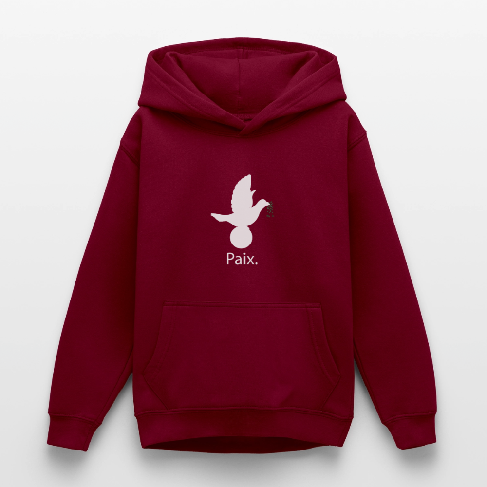 Sweat à capuche Ado Paix blanc - Lusoquot - bordeaux