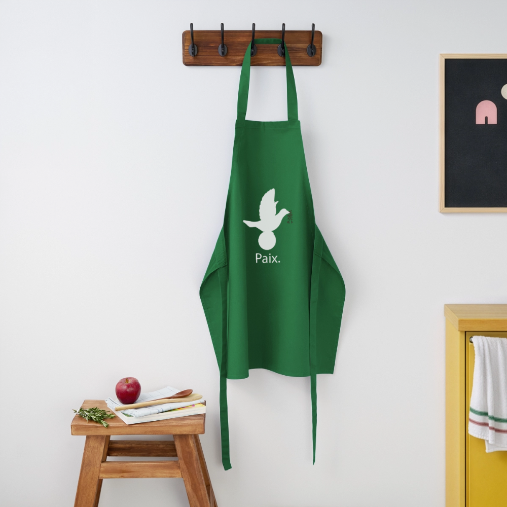 Tablier de cuisine Paix blanc - Lusoquot - vert foncé