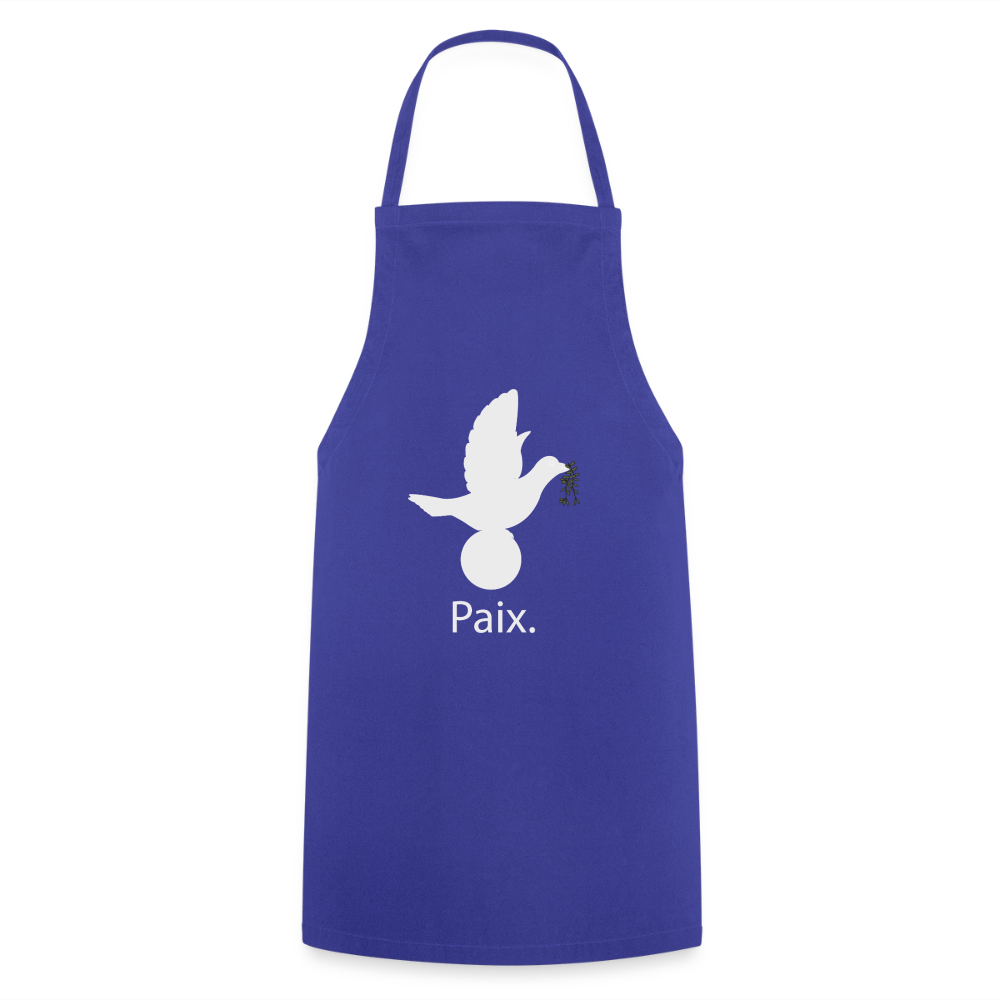 Tablier de cuisine Paix blanc - Lusoquot - bleu royal