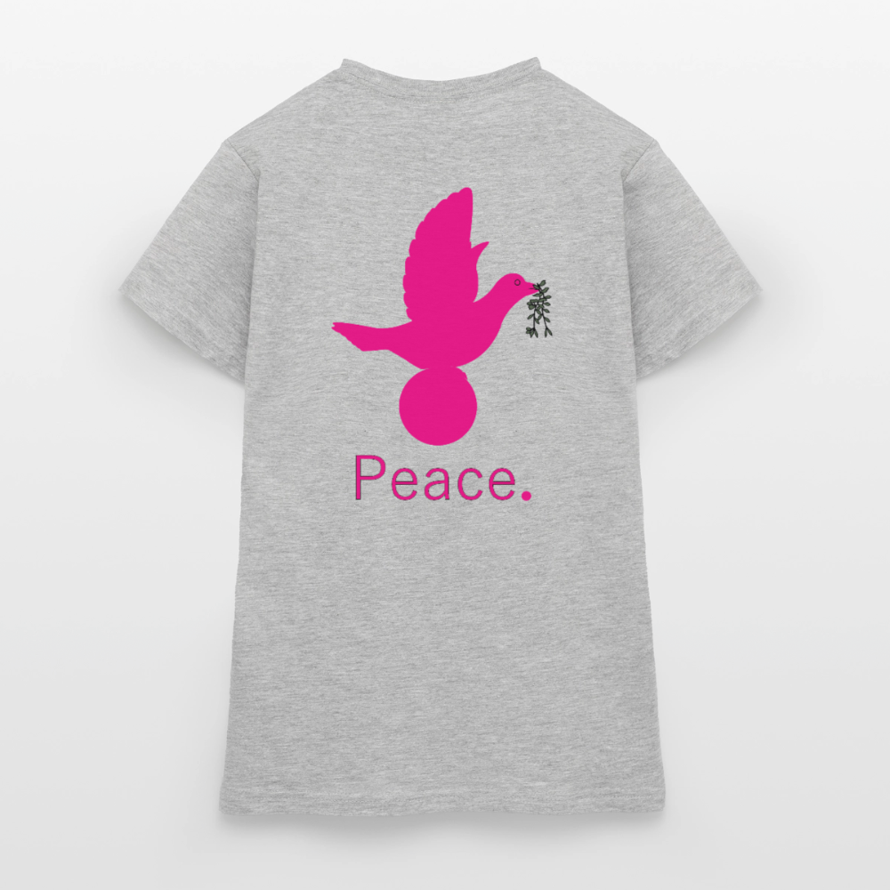 T-shirt Femme coeur Peace rose  - Lusoquot - gris chiné