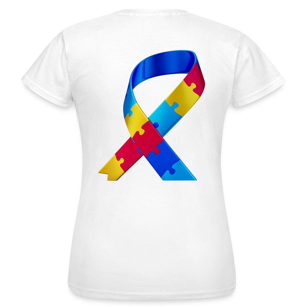 T-shirt Femme trisomie 21 Paix jaune - Lusoquot - blanc