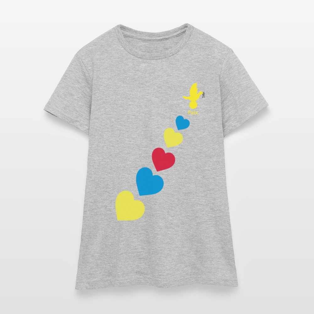 T-shirt Femme trisomie 21 Paix jaune - Lusoquot - gris chiné