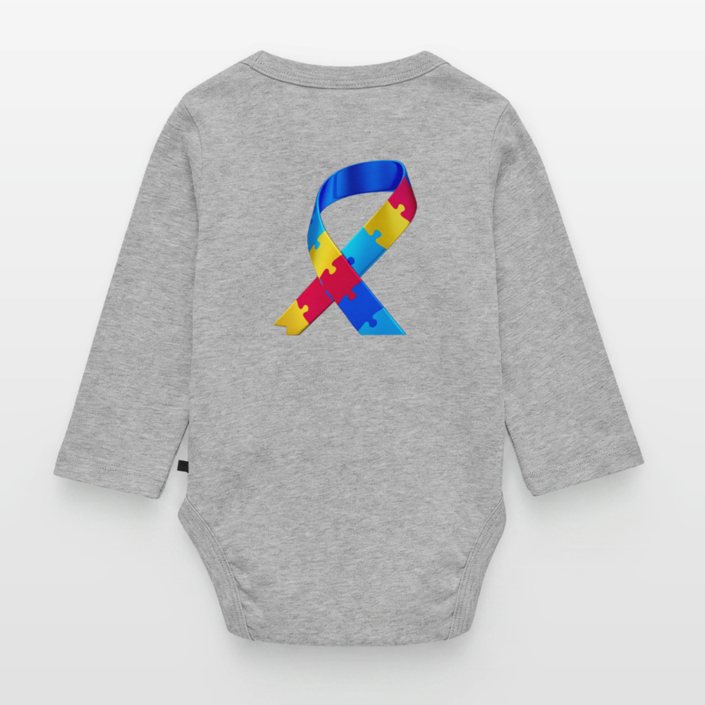 Body Bébé bio manches longues trisomie Paix jaune - Lusoquot - gris chiné