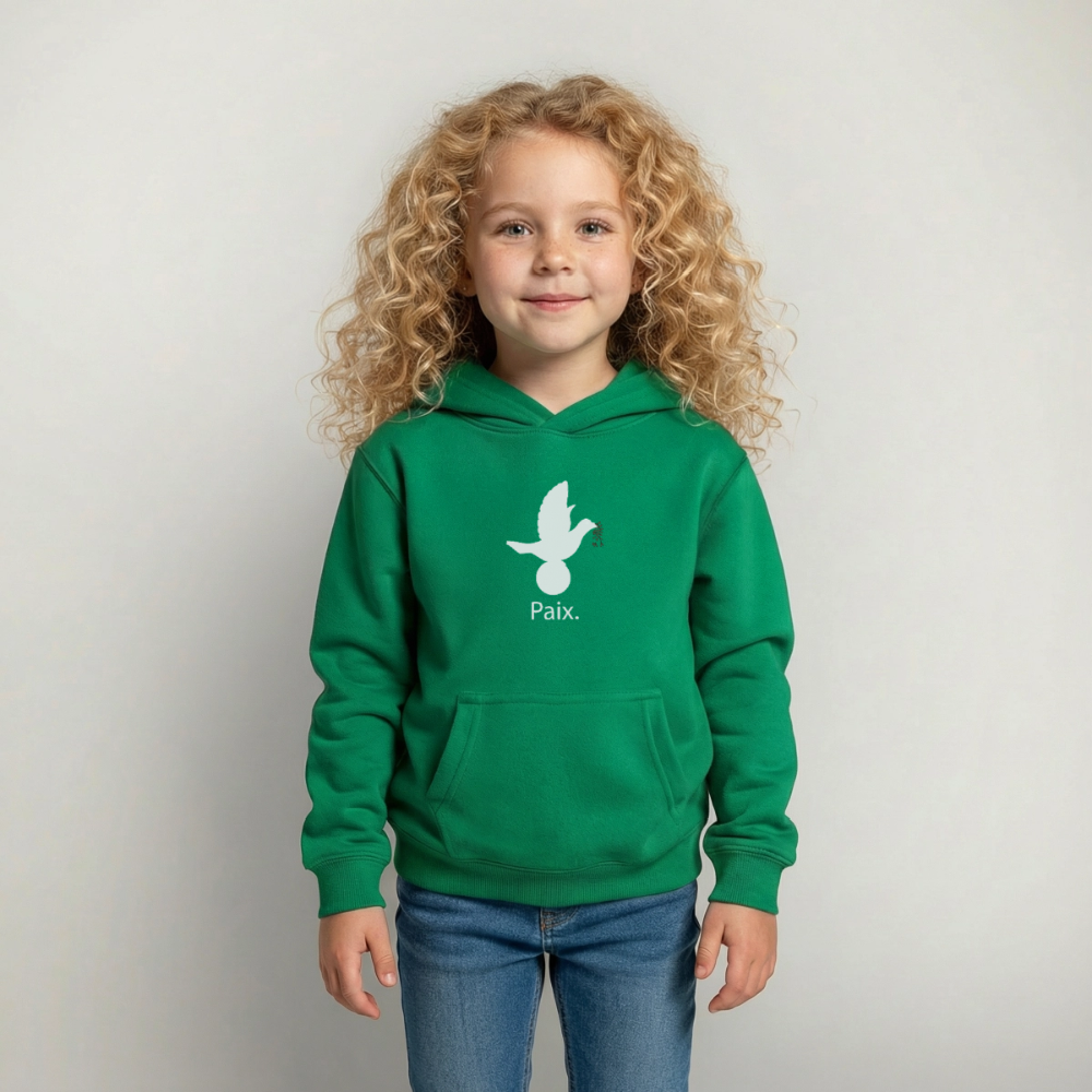 Sweat à capuche Enfant Paix blanc - Lusoquot - vert
