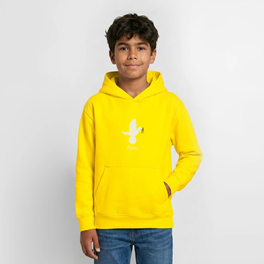 Sweat à capuche Ado Paix blanc - Lusoquot - jaune