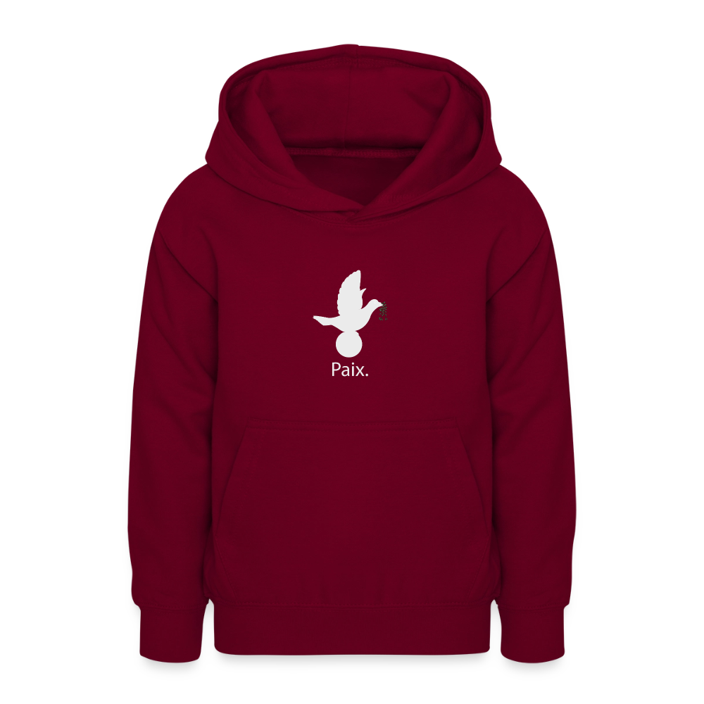 Sweat à capuche Ado Paix blanc - Lusoquot - bordeaux