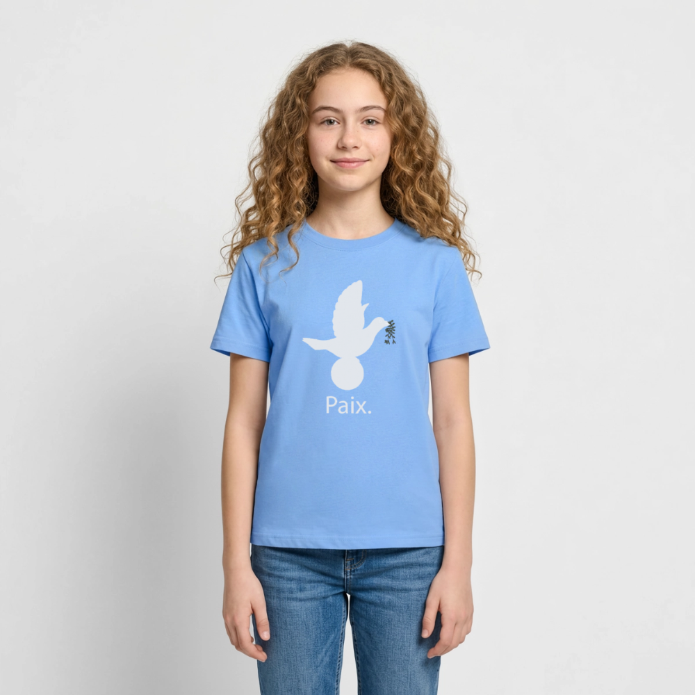 T-shirt Ado  Paix blanc - Lusoquot - bleu ciel