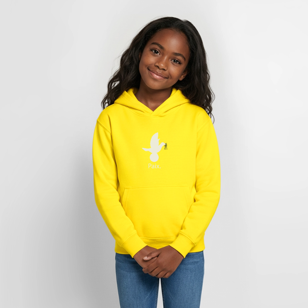 Sweat à capuche Ado Paix blanc - Lusoquot - jaune