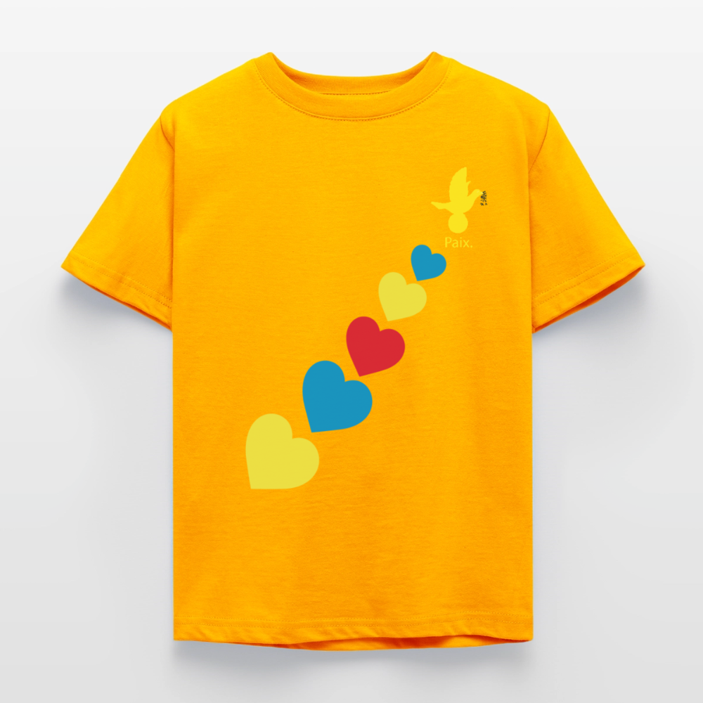 T-shirt Enfant trisomie 21 Paix jaune - Lusoquot - or