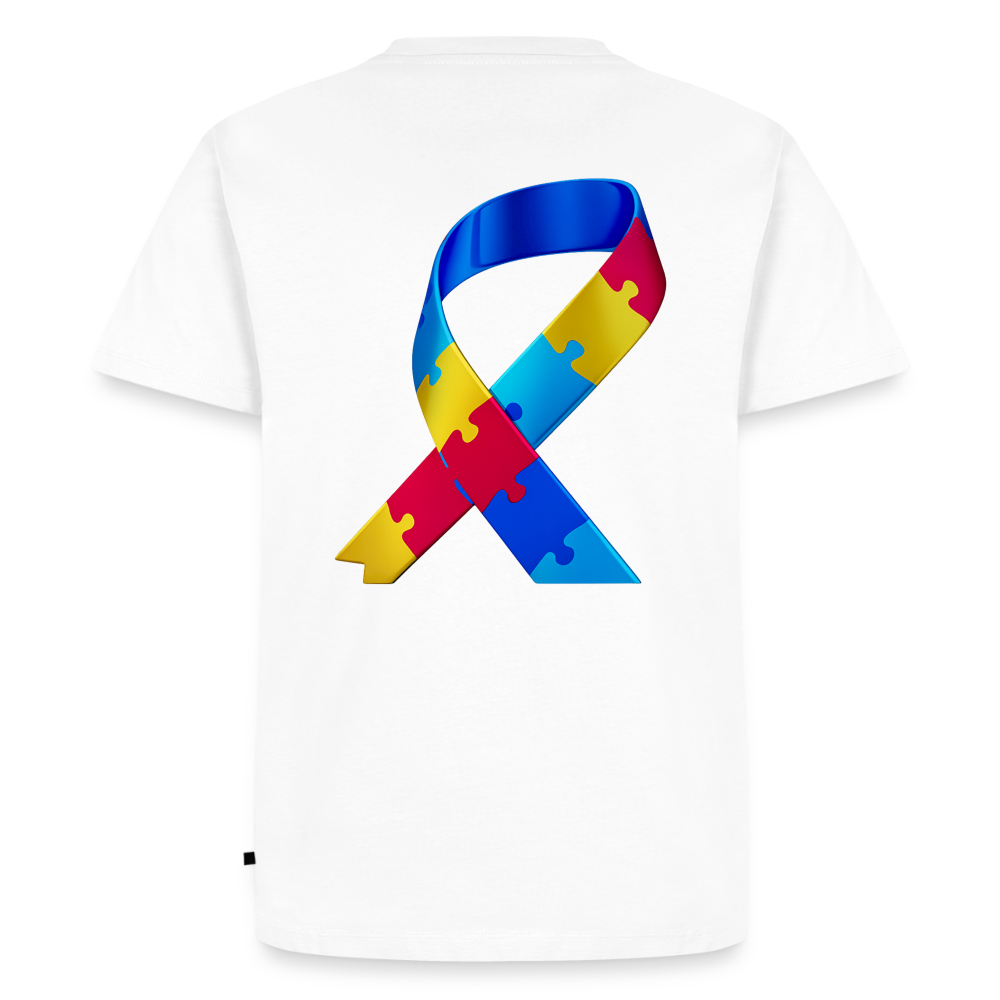 T-shirt Premium Homme trisomie 21  Paix jaune - Lusoquot - blanc