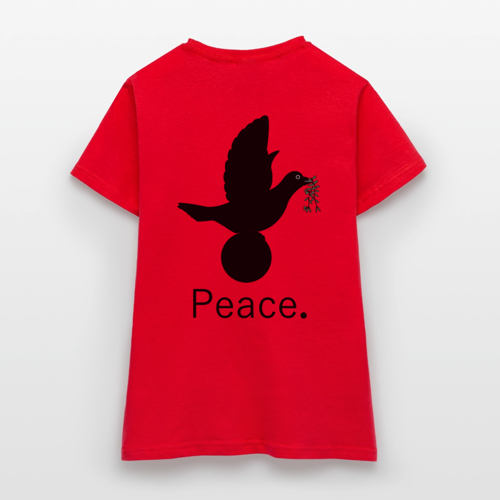 T-shirt Femme I love you to moon and back Peace noir - Lusoquot - rouge