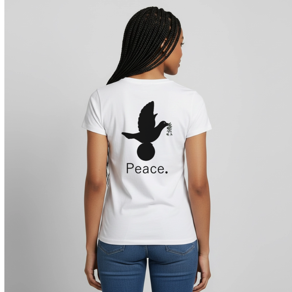 T-shirt Femme I love you to moon and back Peace noir - Lusoquot - blanc