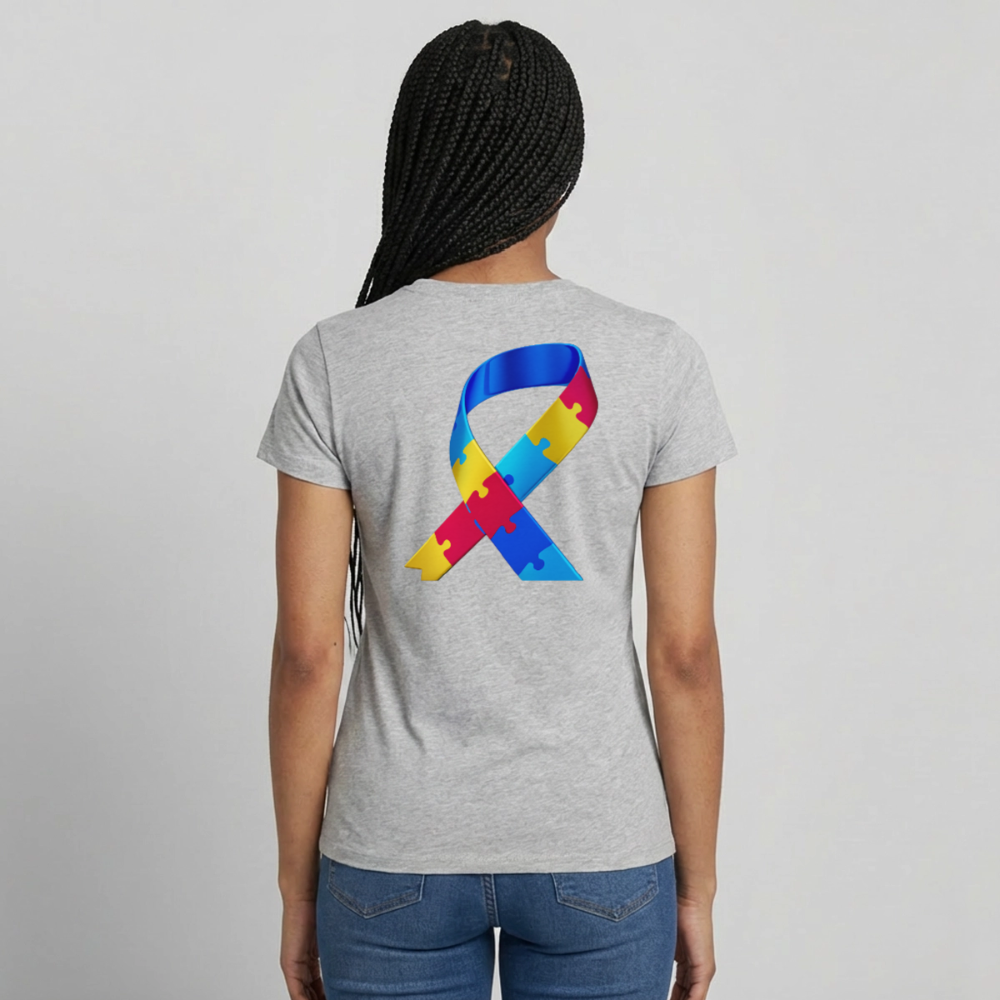 T-shirt Femme trisomie 21 Paix jaune - Lusoquot - gris chiné