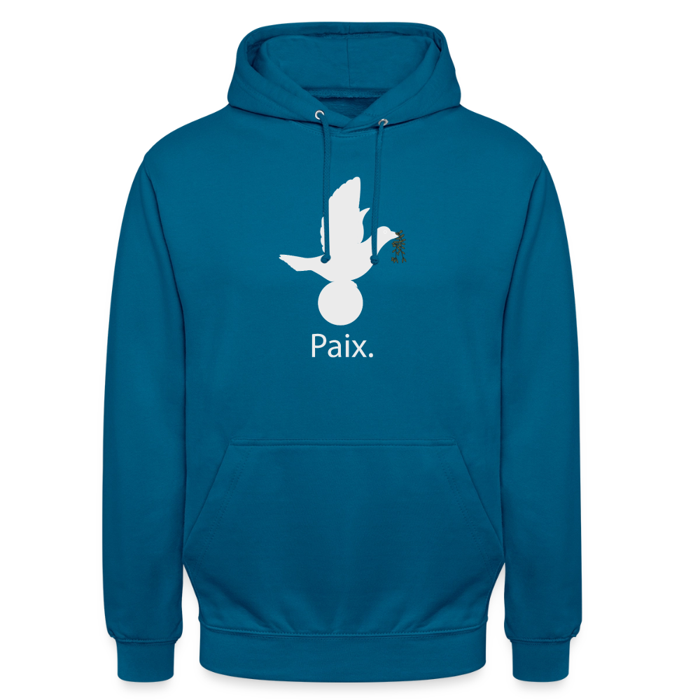 Sweat-shirt à capuche unisexe Paix blanc - Lusoquot - bleu profond 