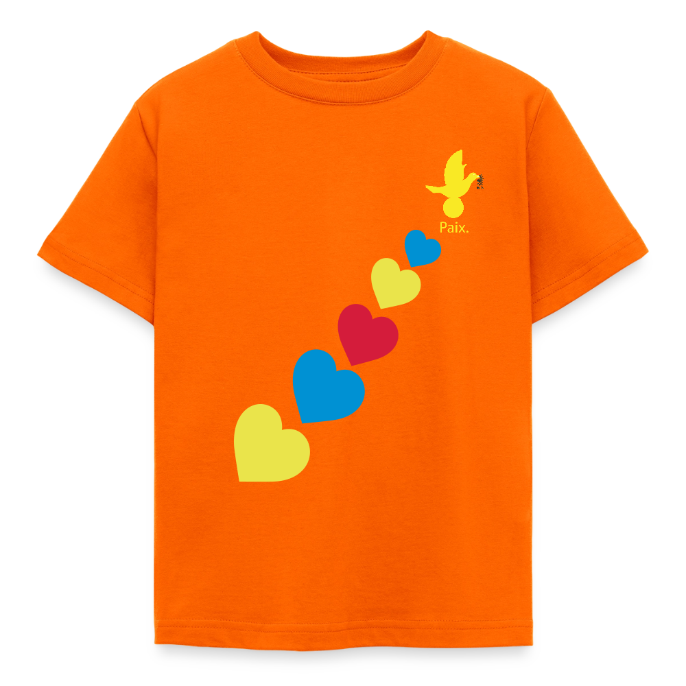 T-shirt Enfant trisomie 21 Paix jaune - Lusoquot - orange