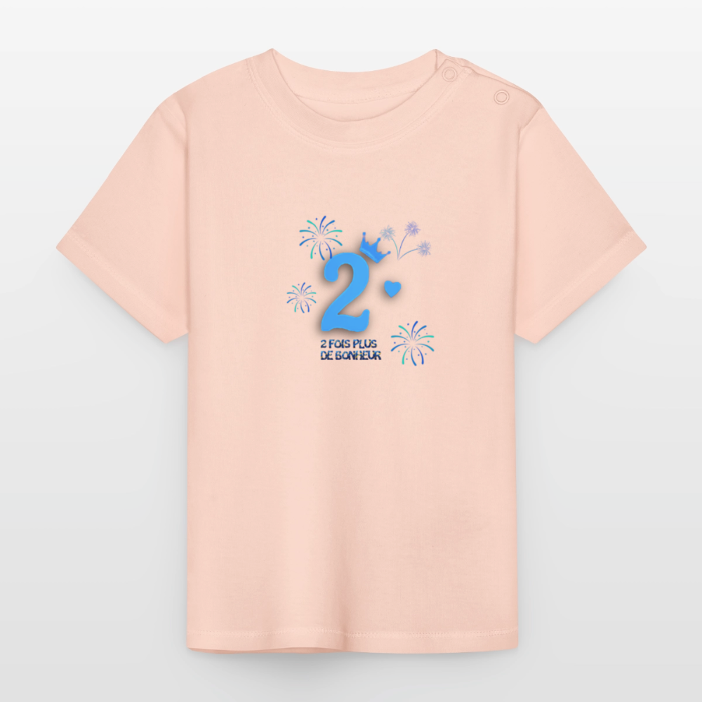 T-shirt Bébé anniversaire 2ans Paix bleu - Lusoquot - rose cristal