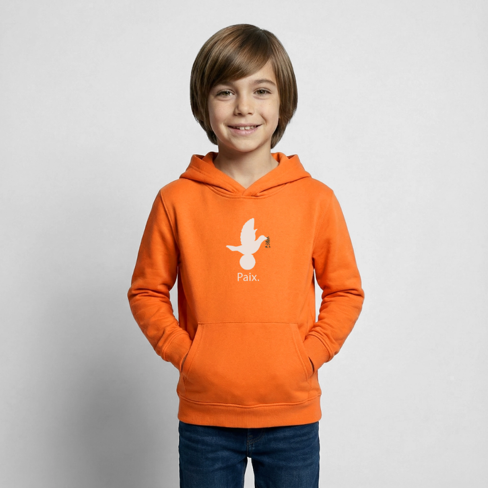 Sweat à capuche Enfant Paix blanc - Lusoquot - orange