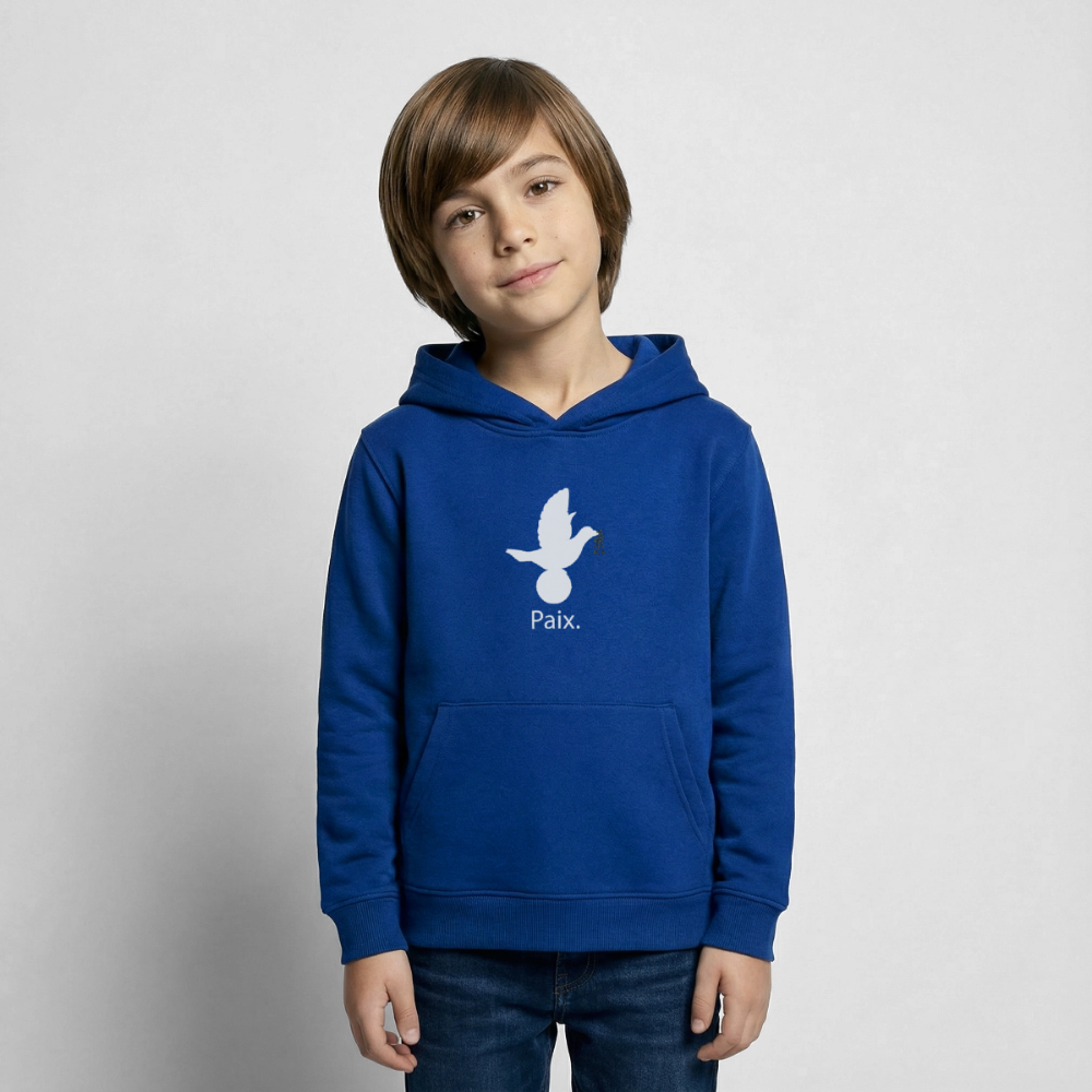 Sweat à capuche Enfant Paix blanc - Lusoquot - bleu royal