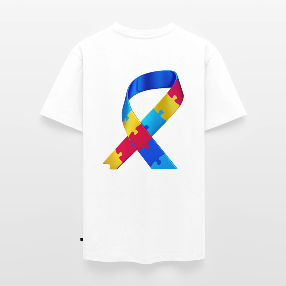 T-shirt Premium Homme trisomie 21  Paix jaune - Lusoquot - blanc