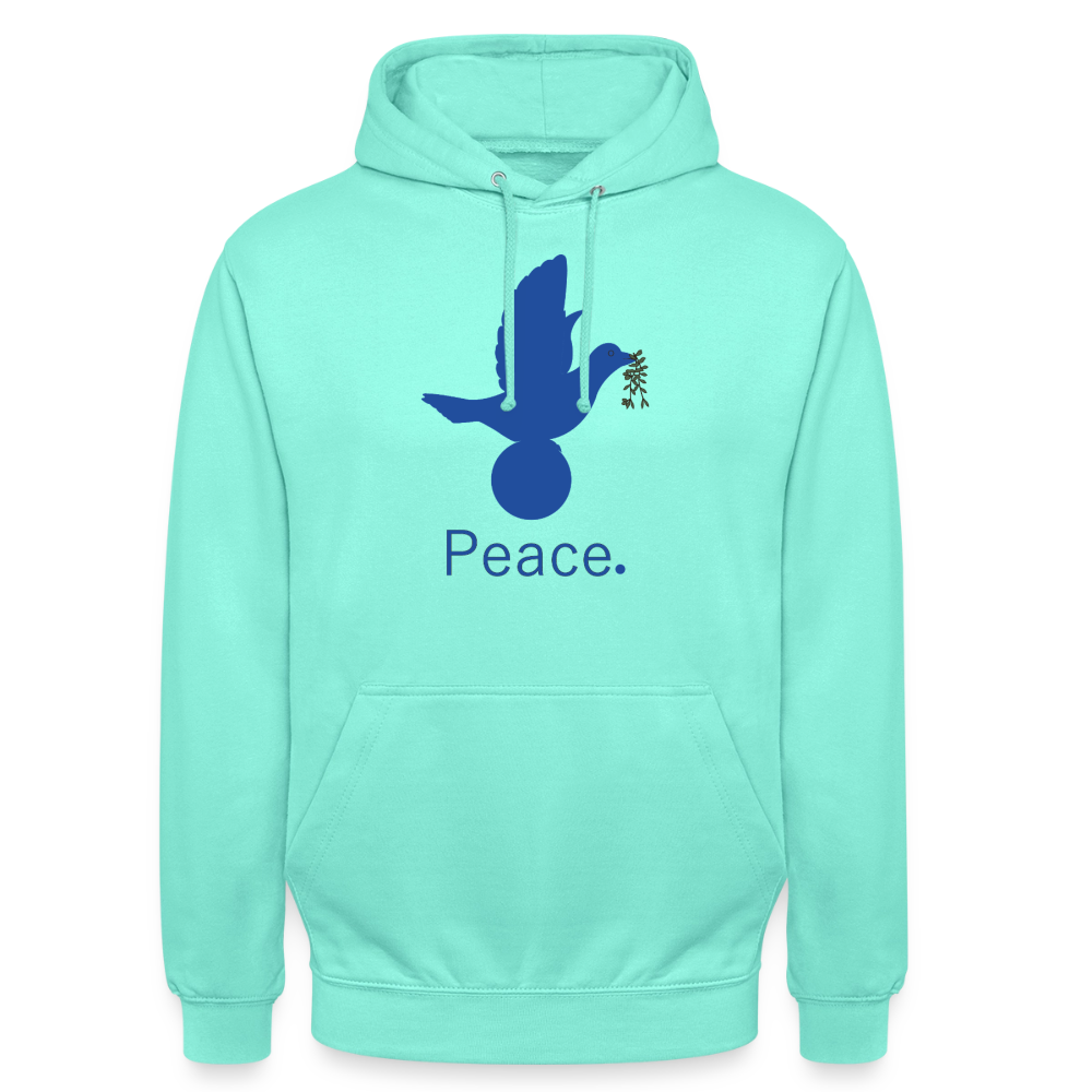 Sweat-shirt à capuche unisexe Peace bleu - menthe