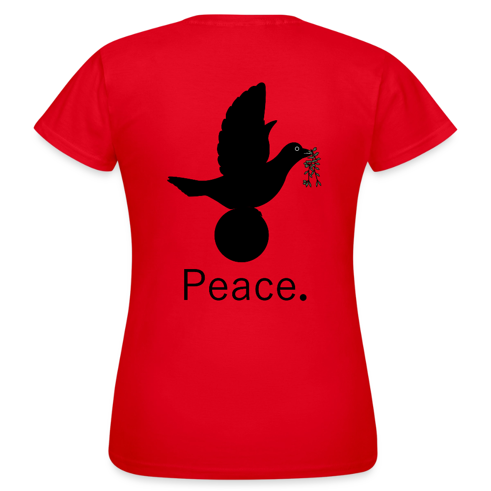 T-shirt Femme I love you to moon and back Peace noir - Lusoquot - rouge