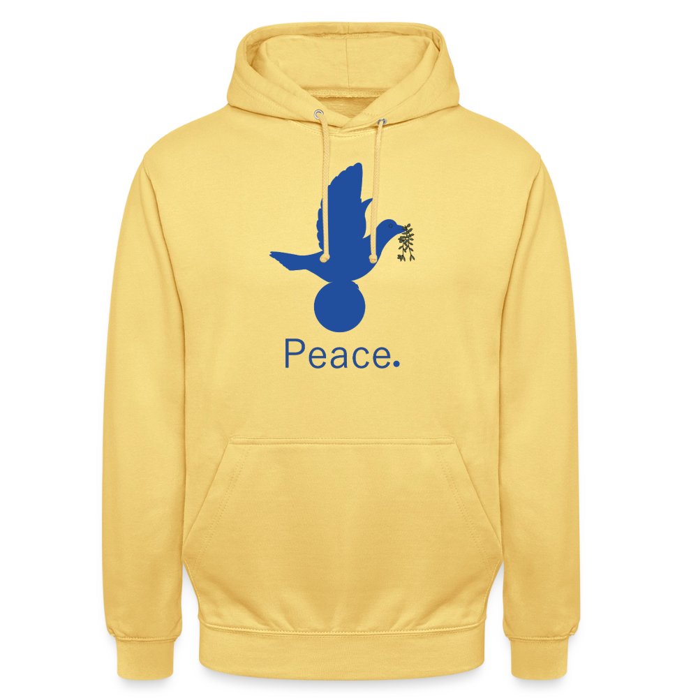 Sweat-shirt à capuche unisexe Peace bleu - jaune citron