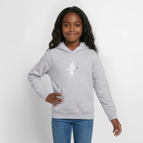 Sweat à capuche Ado Paix blanc - Lusoquot - gris clair chiné