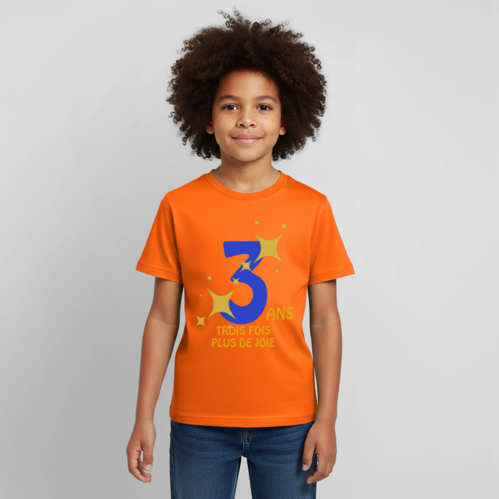 T-shirt Enfant anniversaire 3 ans  Paix bleu - Lusoquot - orange
