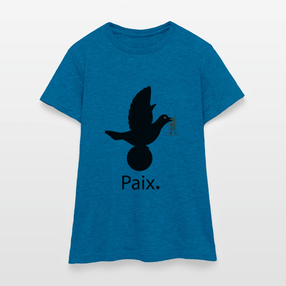 T-shirt Femme Paix noir - Lusoquot - bleu saphir antique chiné