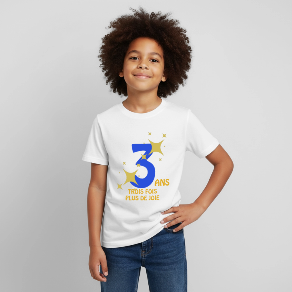 T-shirt Enfant anniversaire Lapè bleu - Lusoquot - blanc