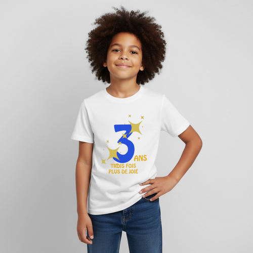 T-shirt Enfant anniversaire Lapè bleu - Lusoquot - blanc