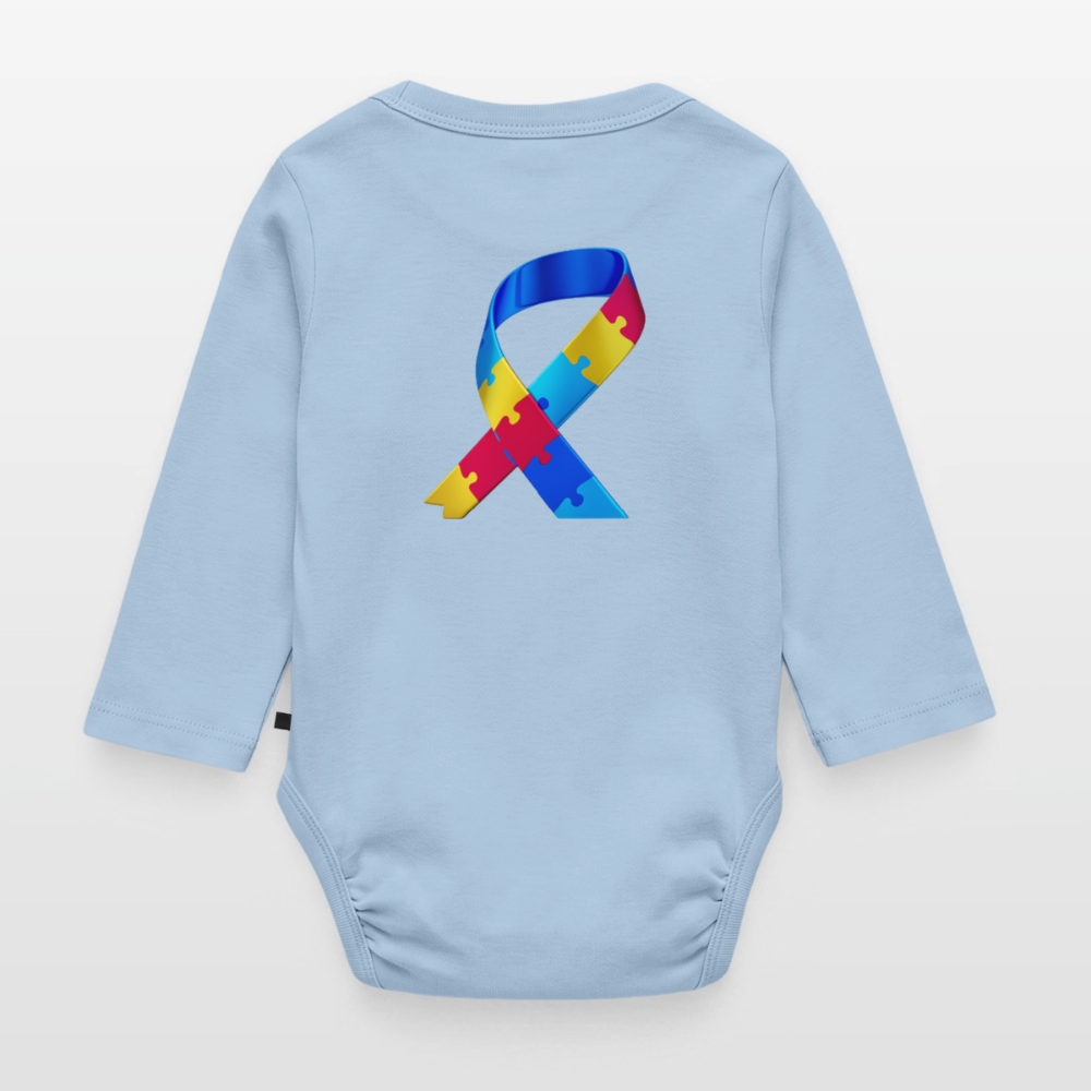 Body Bébé bio manches longues trisomie Paix jaune - Lusoquot - bleu clair