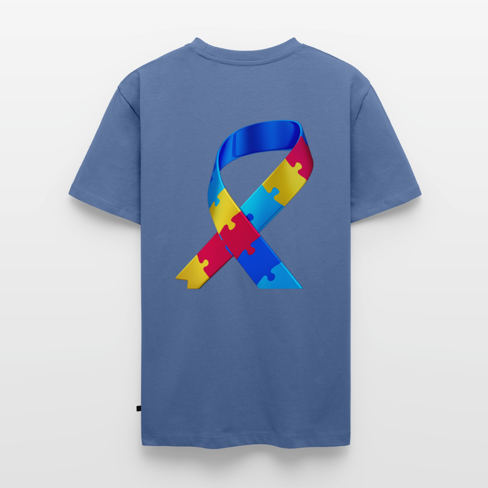 T-shirt Premium Homme trisomie 21  Paix jaune - Lusoquot - bleu pigeon