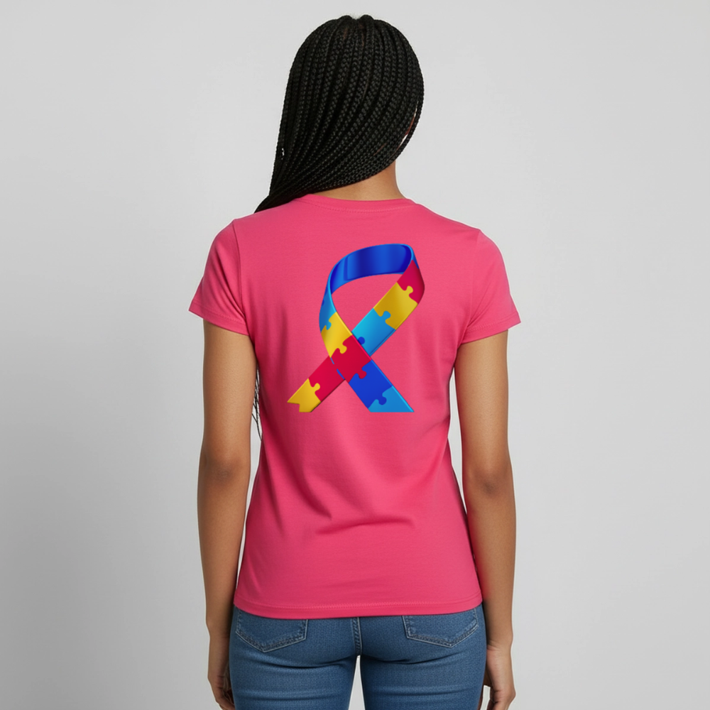 T-shirt Femme trisomie 21 Paix jaune - Lusoquot - rose azalée