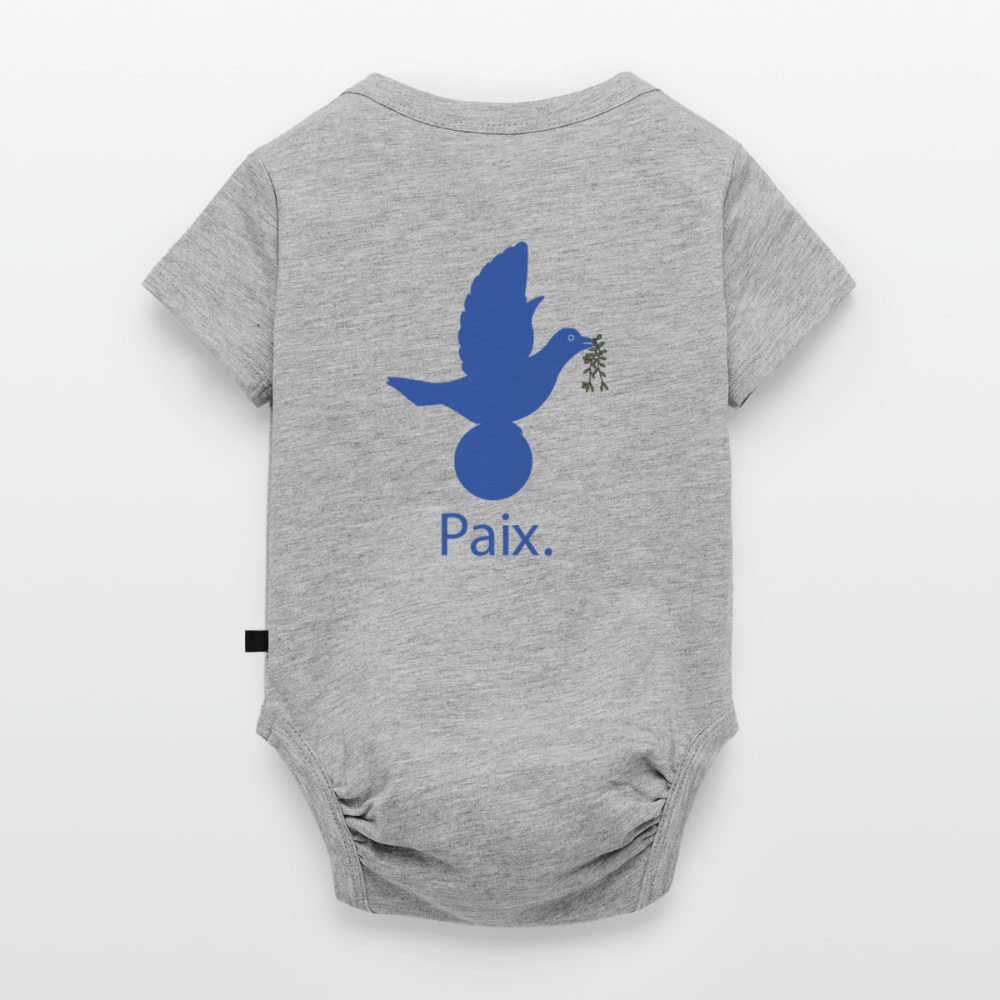 Body Bébé bio manches courtes anniversaire 1an Paix bleu - Lusoquot - gris chiné