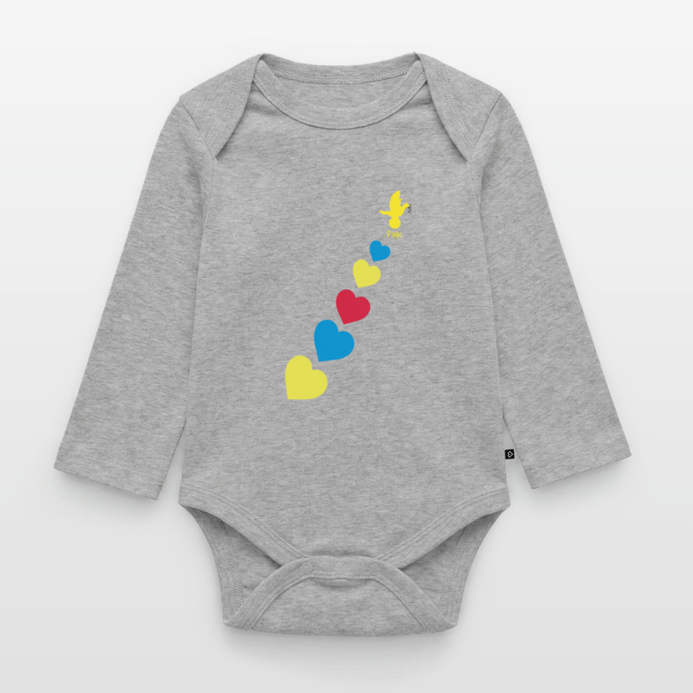 Body Bébé bio manches longues trisomie Paix jaune - Lusoquot - gris chiné