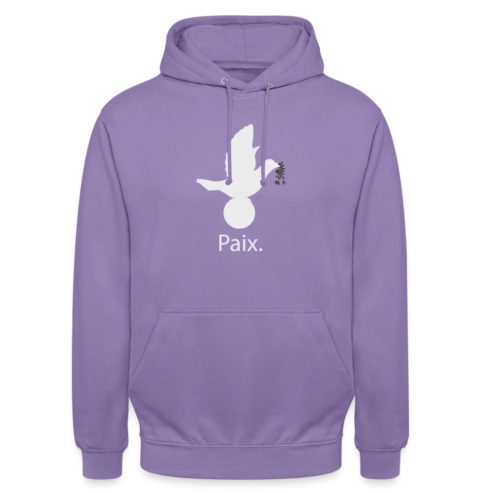 Sweat-shirt à capuche unisexe Paix blanc - Lusoquot - lavande