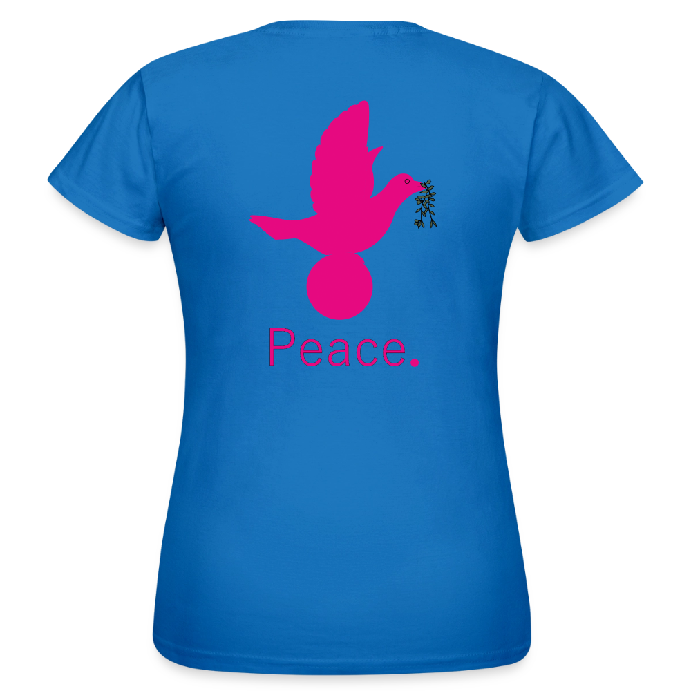 T-shirt Femme coeur Peace rose  - Lusoquot - bleu royal