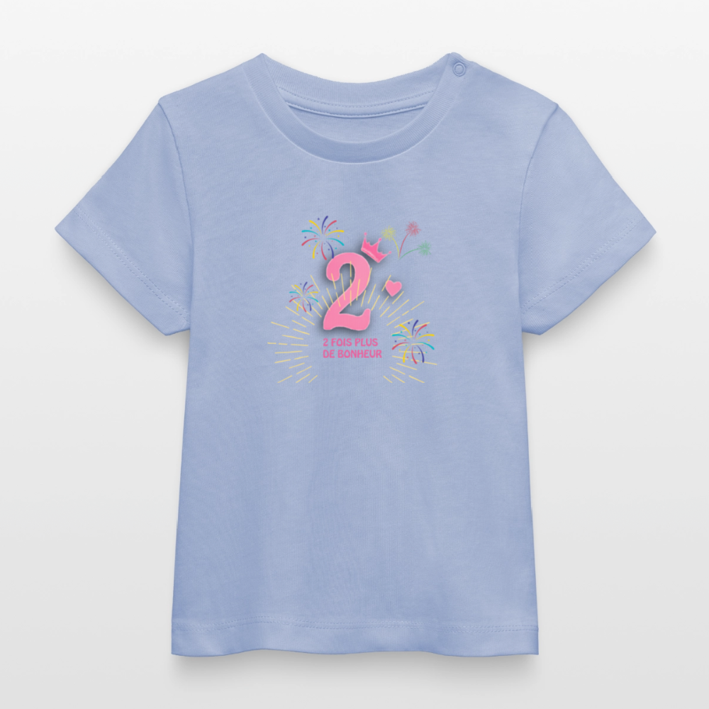 T-shirt bébé bio Stanley/Stella anniaversaire 2 ans Ntifafa rose - Lusoquot - ciel