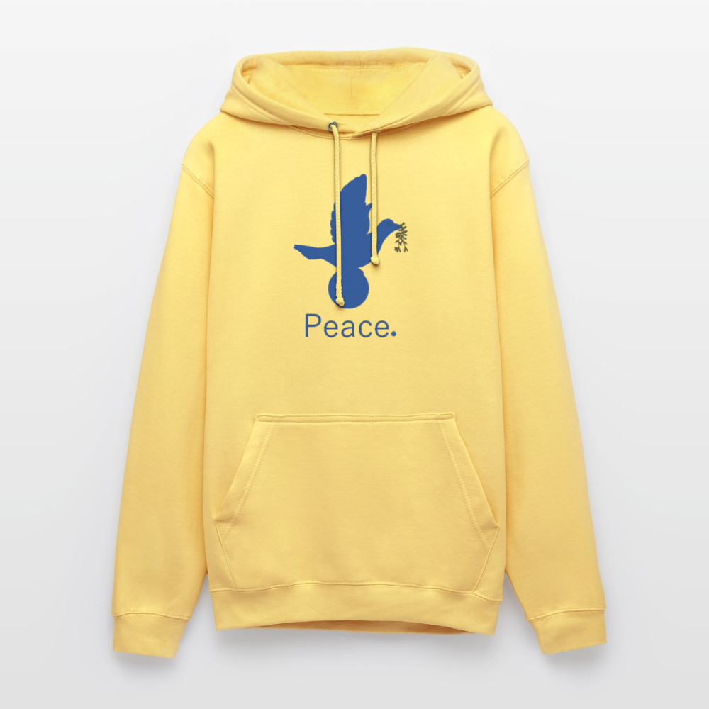 Sweat-shirt à capuche unisexe Peace bleu - jaune citron