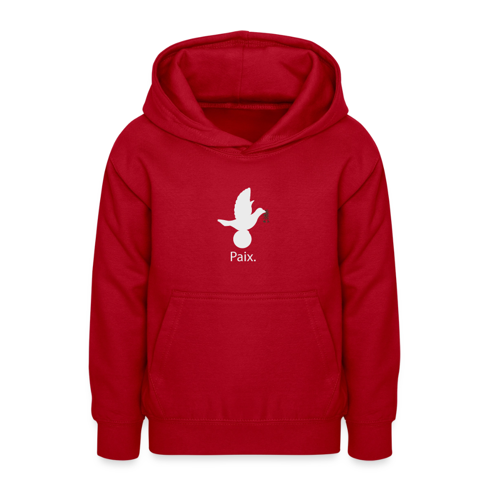 Sweat à capuche Ado Paix blanc - Lusoquot - rouge