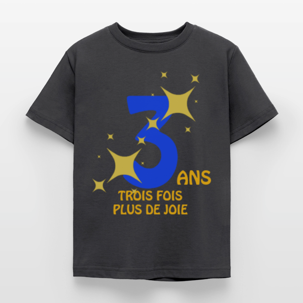 T-shirt Enfant anniversaire 3 ans  Paix bleu - Lusoquot - charbon