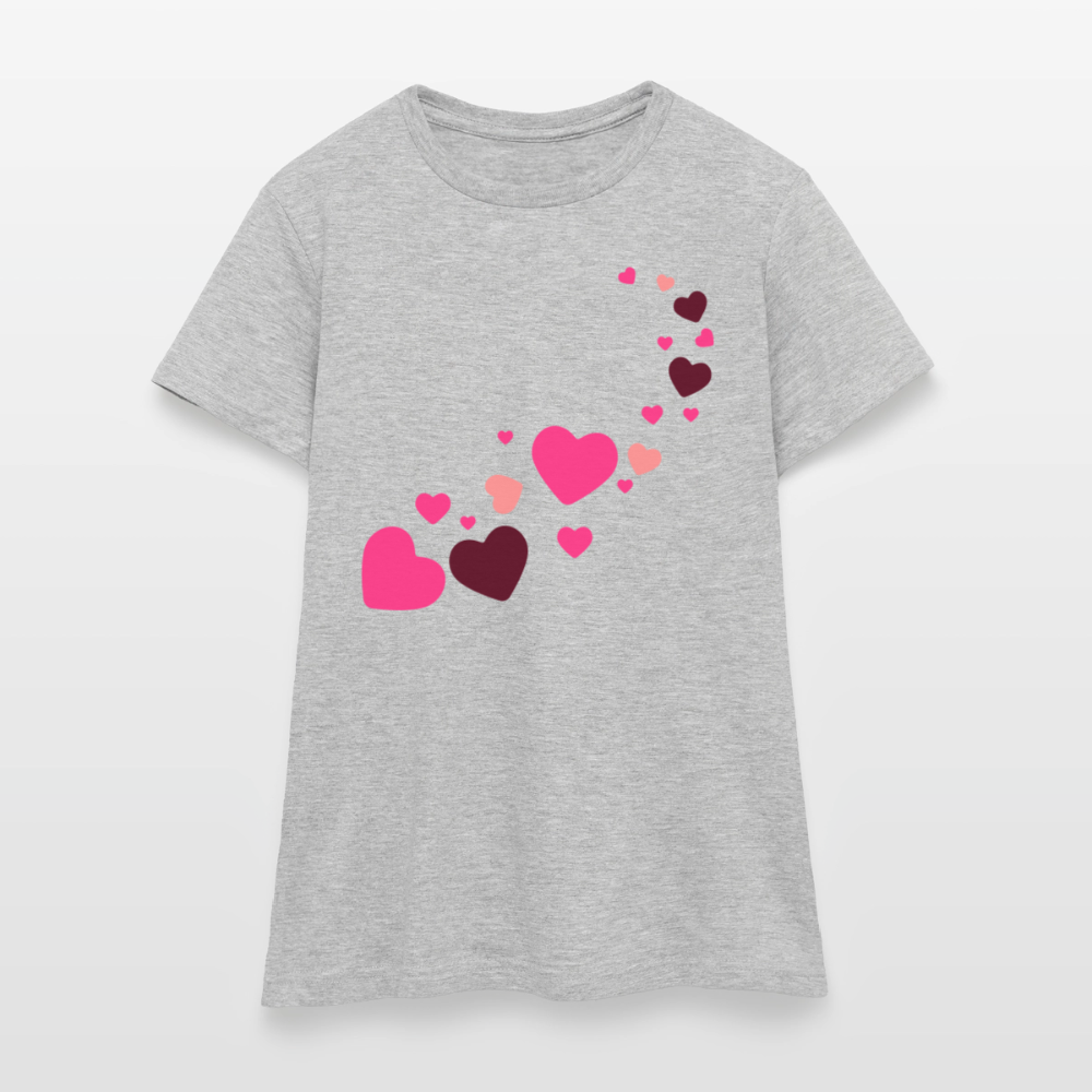 T-shirt Femme coeur Peace rose  - Lusoquot - gris chiné